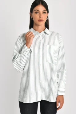 CHEMISE À FINES RAYURES RITA BLANC/VERT^KOOKAÏ Clearance