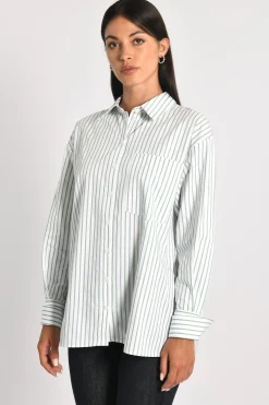 CHEMISE À FINES RAYURES RITA BLANC/VERT^KOOKAÏ Clearance