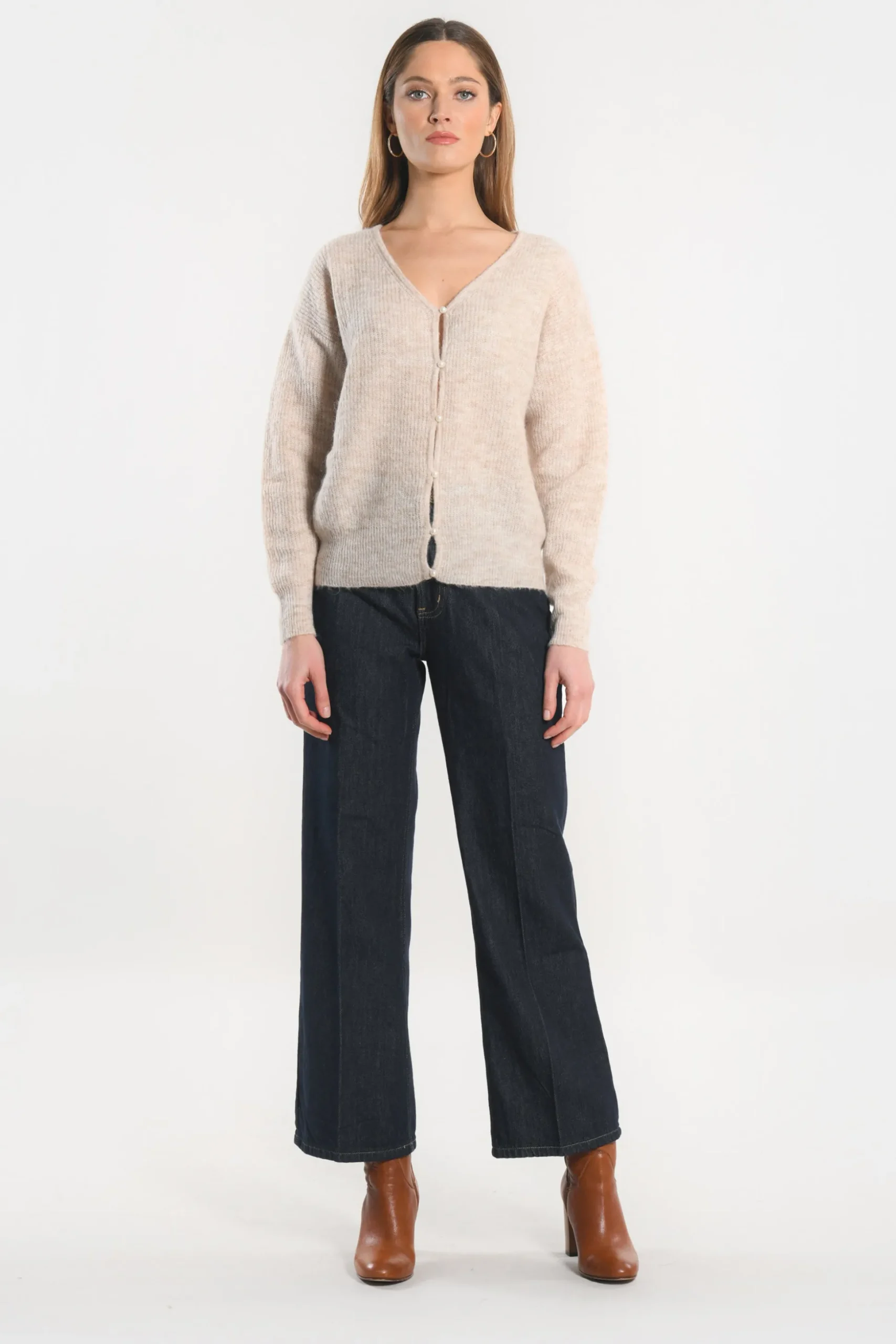GILET COURT - SOLANGE - BEIGE CHINE^KOOKAÏ Cheap