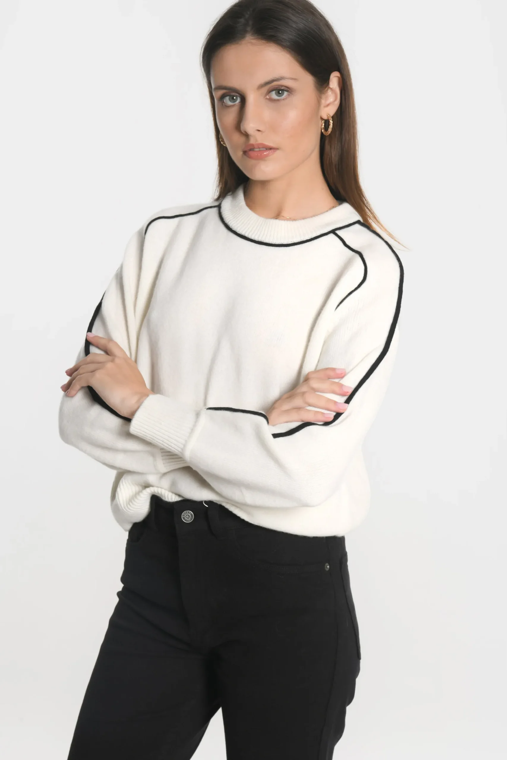 PULL COL ROND GABBY ÉCRU/NOIR^KOOKAÏ Store