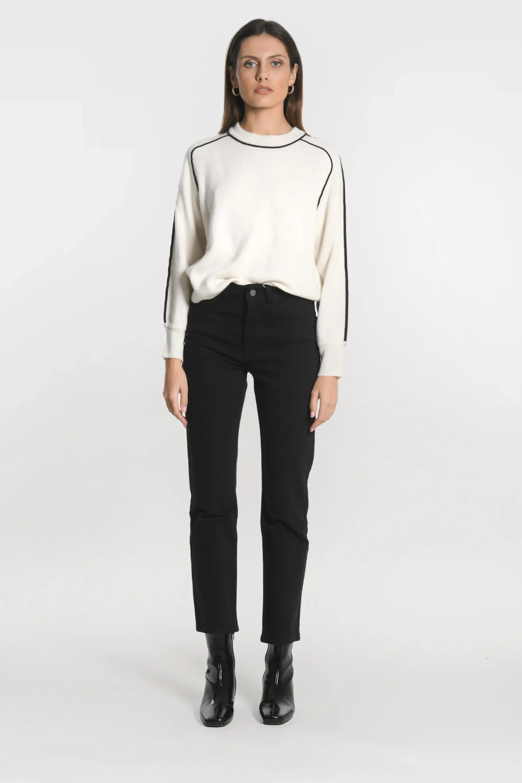 PULL COL ROND GABBY ÉCRU/NOIR^KOOKAÏ Store