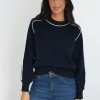 PULL COL ROND GABBY NAVY/ÉCRU^KOOKAÏ Hot