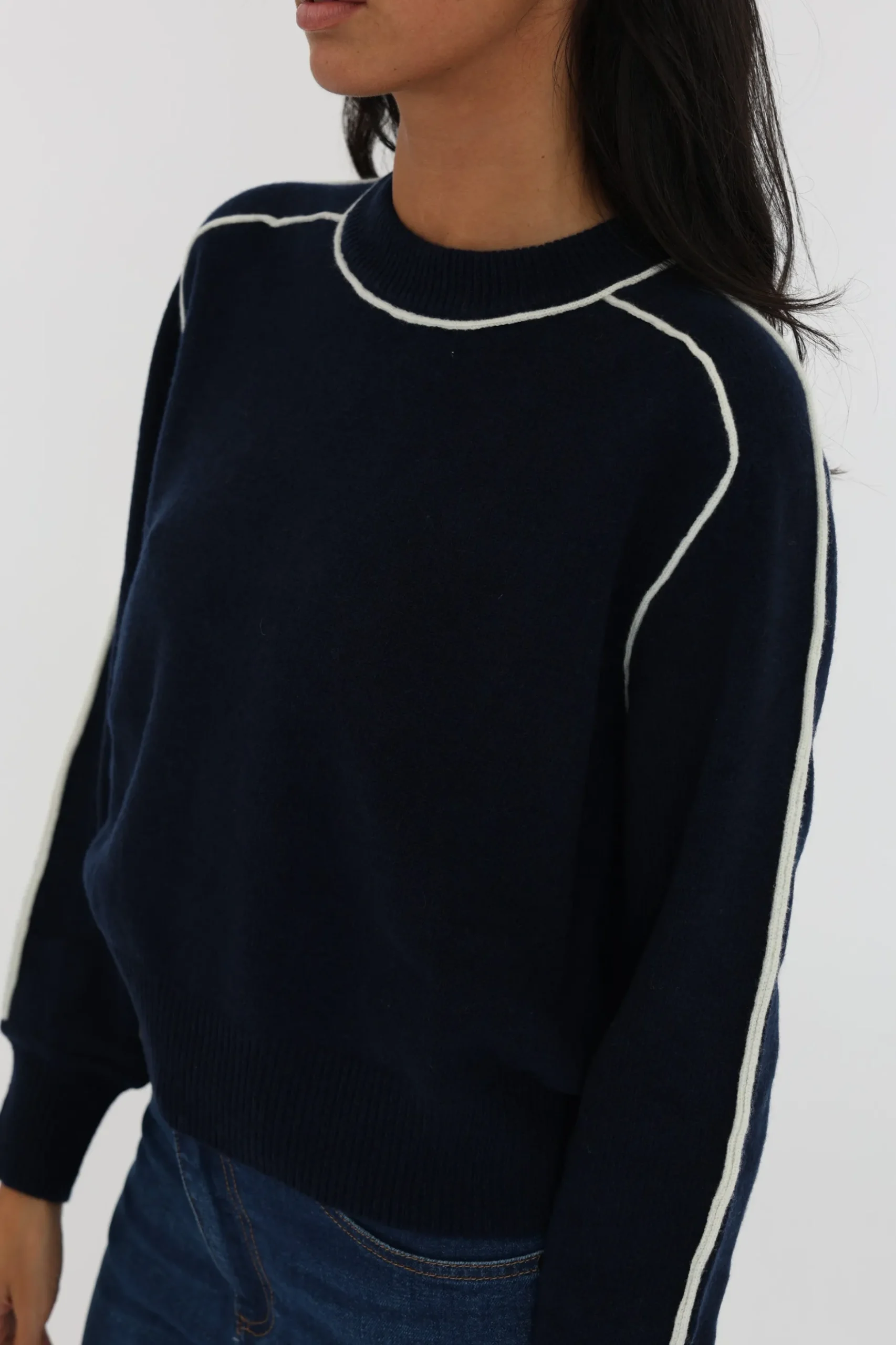 PULL COL ROND GABBY NAVY/ÉCRU^KOOKAÏ Hot