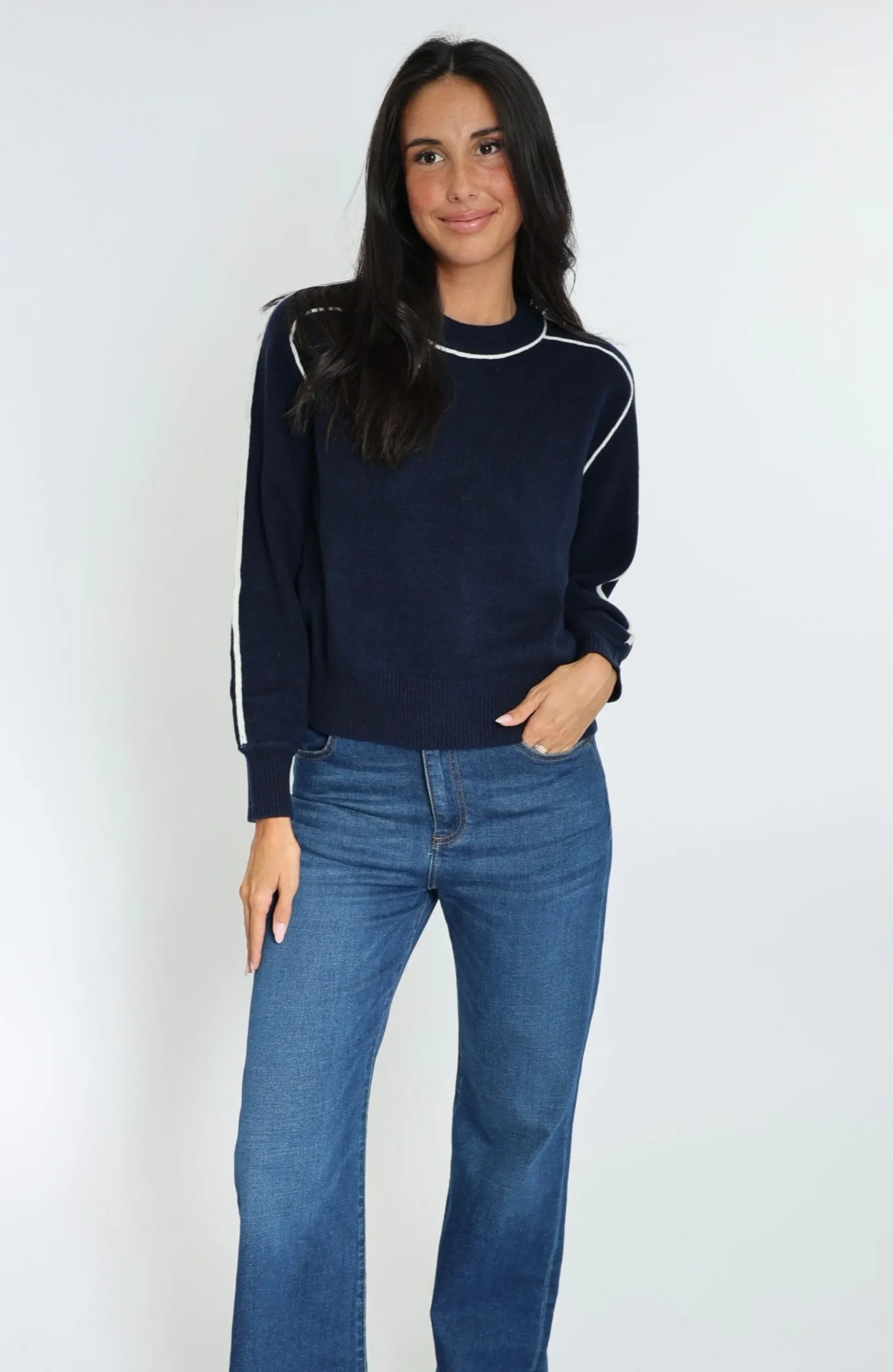 PULL COL ROND GABBY NAVY/ÉCRU^KOOKAÏ Hot