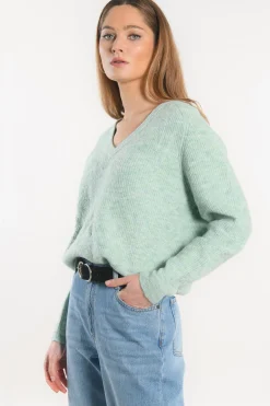 PULL COL V - DANNA - VERT AMANDE^KOOKAÏ Shop