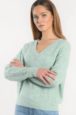 PULL COL V - DANNA - VERT AMANDE^KOOKAÏ Shop