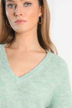 PULL COL V - DANNA - VERT AMANDE^KOOKAÏ Shop