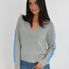 PULL COL V ASTRID GRIS CHINÉ/BLUE^KOOKAÏ Fashion