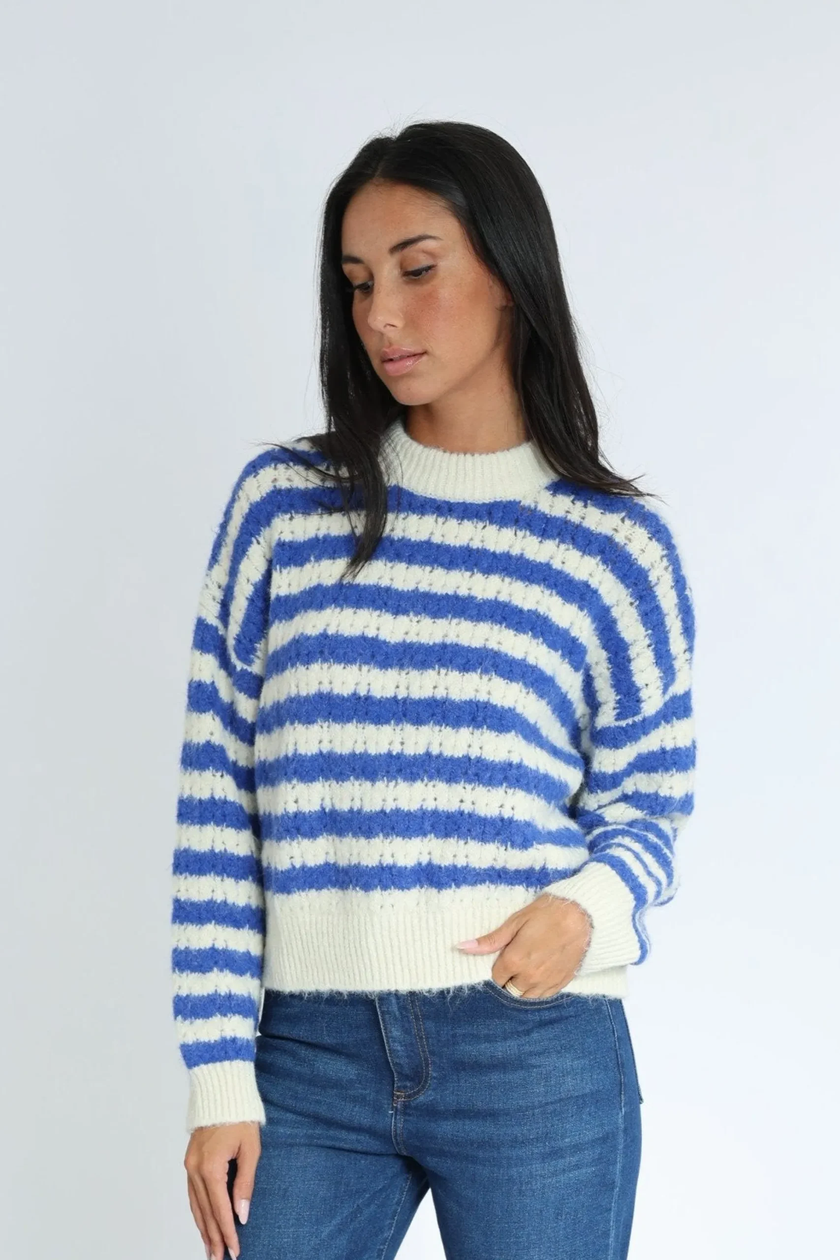 PULL RAYÉ CENDY ÉCRU/BLEU^KOOKAÏ Hot
