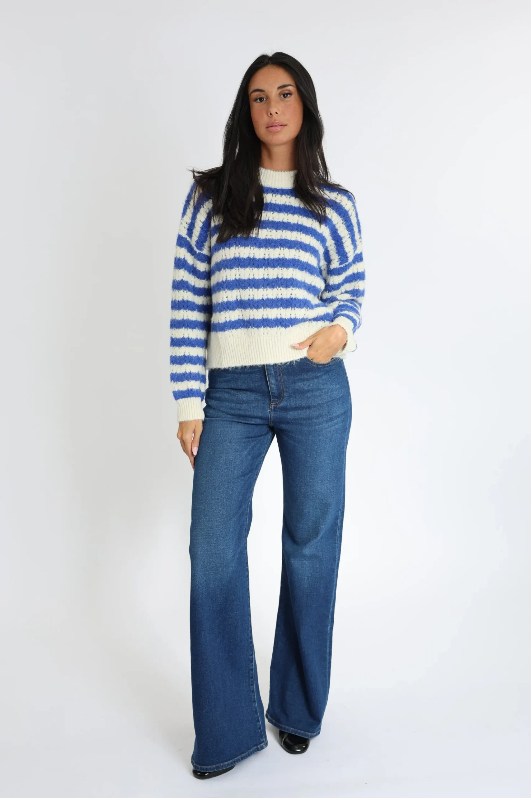 PULL RAYÉ CENDY ÉCRU/BLEU^KOOKAÏ Hot