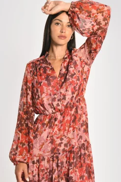 ROBE LONGUE IMPRIMÉE CONSTANCE MULTI BORDEAUX^KOOKAÏ Sale
